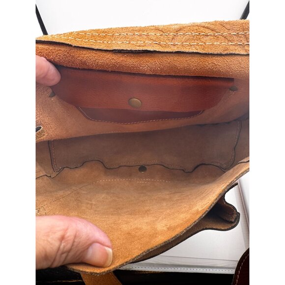 Patricia Nash Italian Leather Saddle Bag Tooled Floral Crossbody Western Boho - Picture 11 of 16